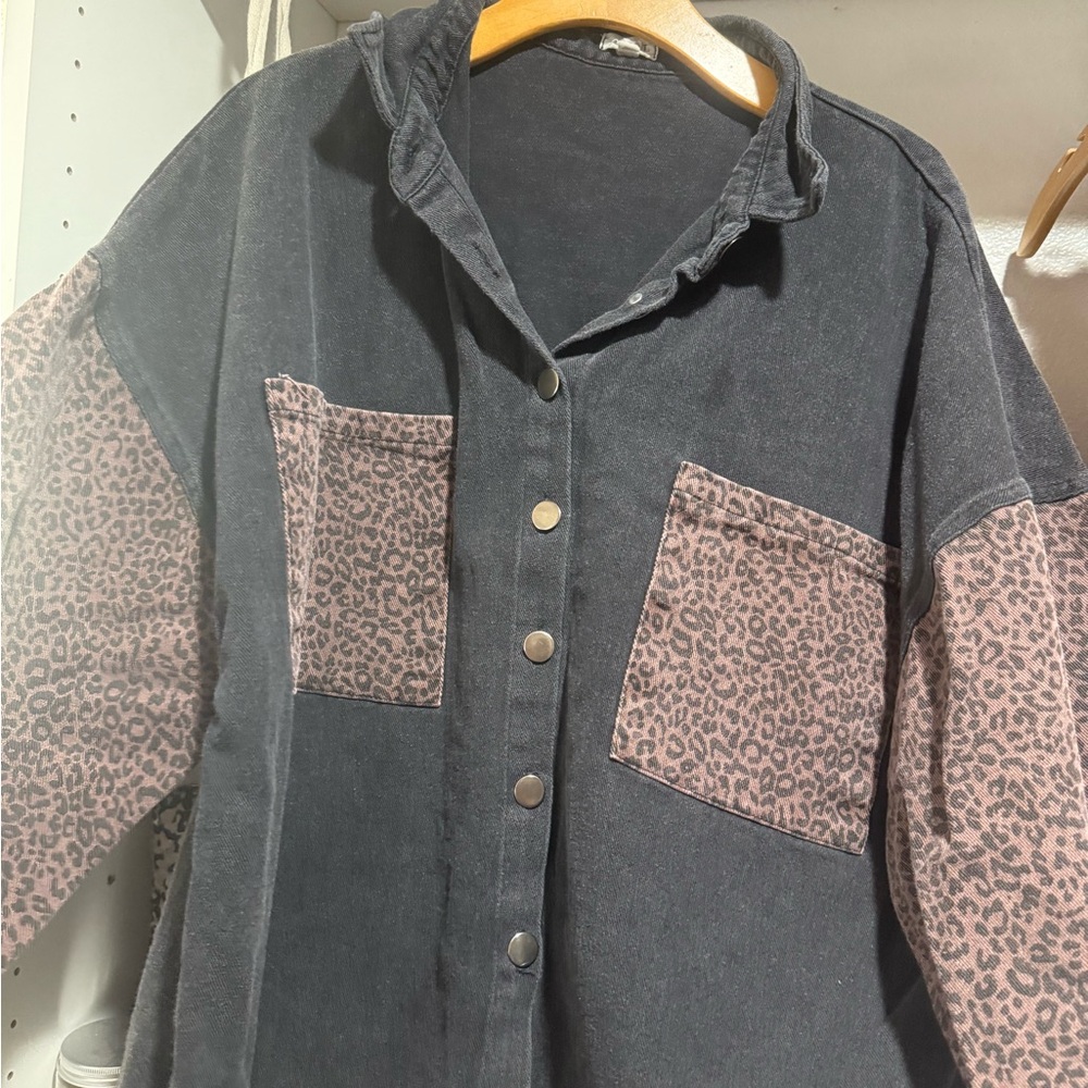 POL Black and Pink Jean Jacket